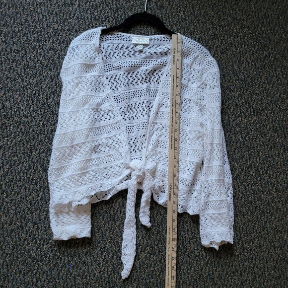 Dress Barn White Crochet Tie Front Sweater Size 3X - Picture 5 of 6